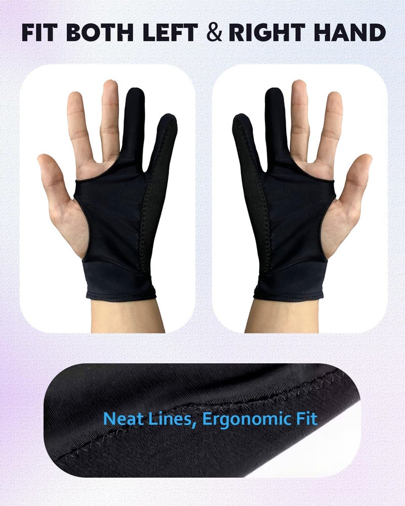 AmberVec Drawing Glove Right Left Hand, Palm Rejection Digital Art Glove for Tablet iPad, Sketching Drawing Gloves with Two Finger, Gifts for Animators and Digital, Artists, [2 Pack] Size L - Image 5